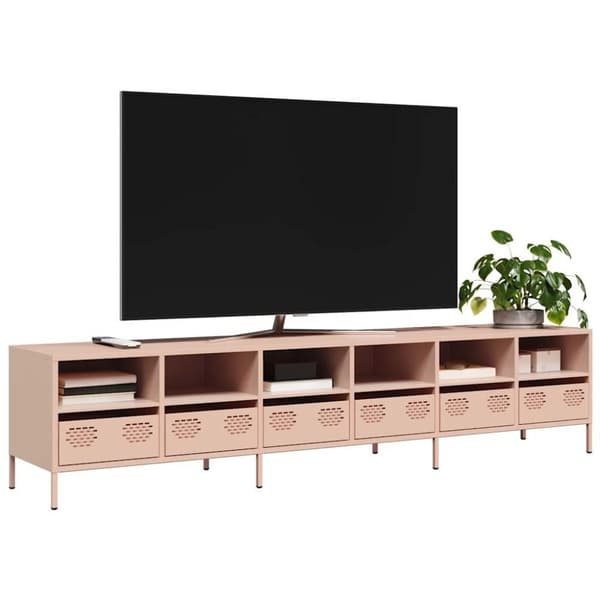 vidaXL tv-bord 202x39x43,5 cm koldvalset stål lyserød