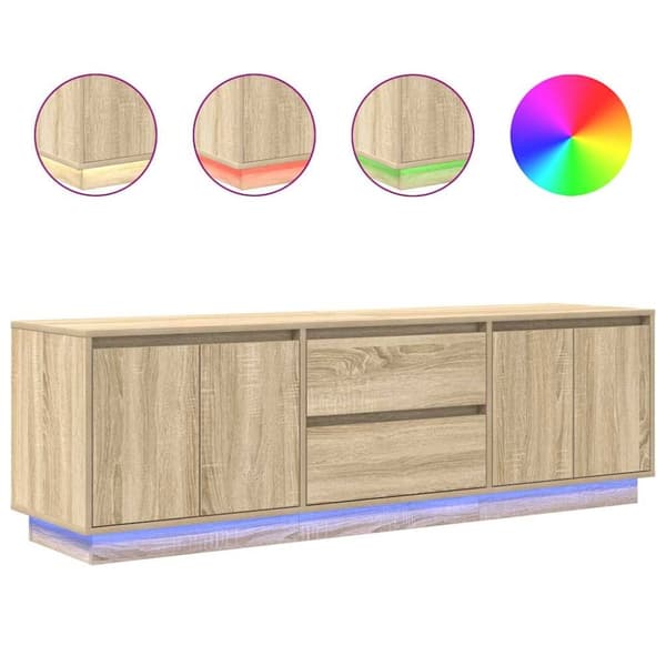 vidaXL TV-taso LED-valoilla Sonoma-tammi 160,5x41x50 cm