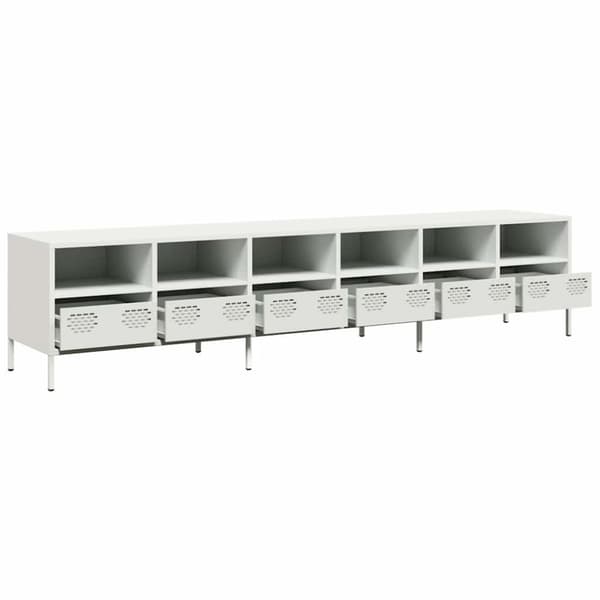 vidaXL Tv-bänk vit 202x39x43,5 cm kallvalsat stål