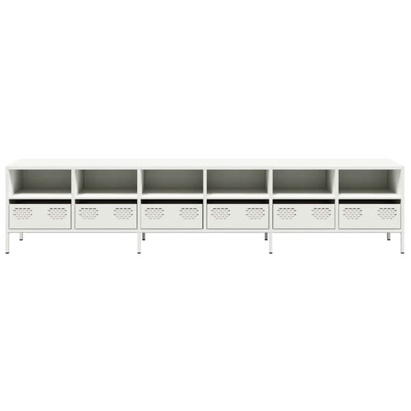 vidaXL Tv-bänk vit 202x39x43,5 cm kallvalsat stål