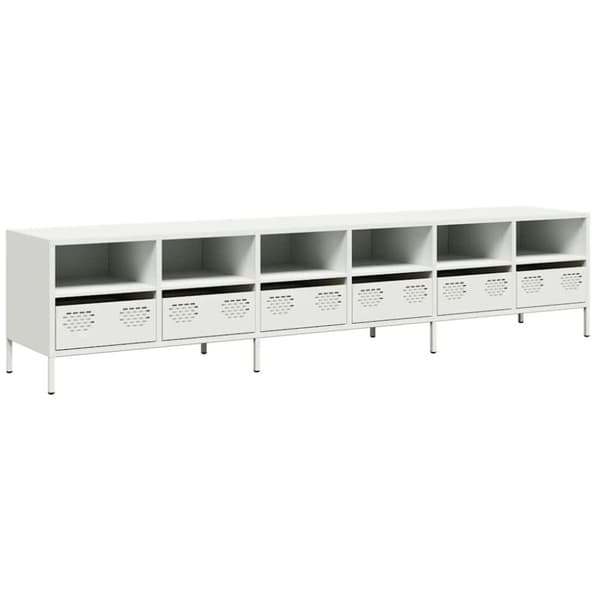 vidaXL Tv-bänk vit 202x39x43,5 cm kallvalsat stål