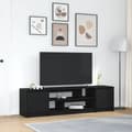 Miniatyrbilde 2 av 11: vidaXL TV-benk svart eik 188,5x41x50 cm konstruert tre