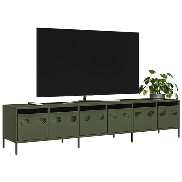 vidaXL tv-bord 202x39x43,5 cm koldvalset stål olivengrøn'