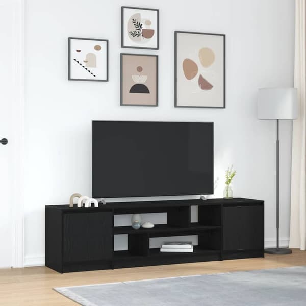 vidaXL tv-bord 188,5x41x50 cm konstrueret træ sort egetræsfarve