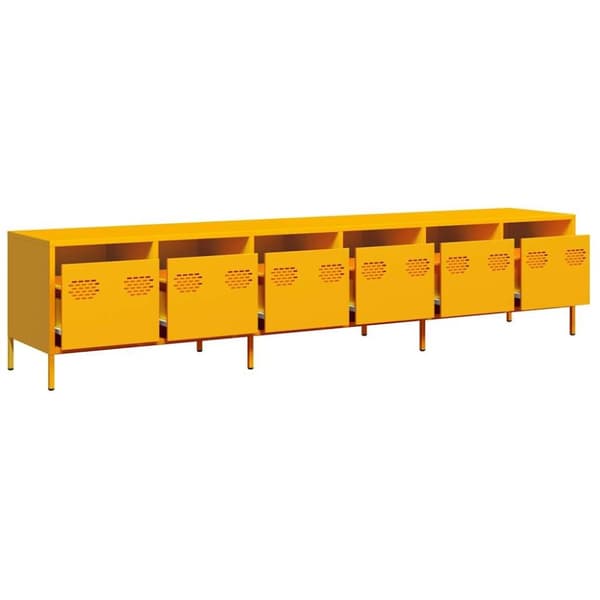 vidaXL TV-benk sennepsgul 202x39x43,5 cm kaldvalset stål