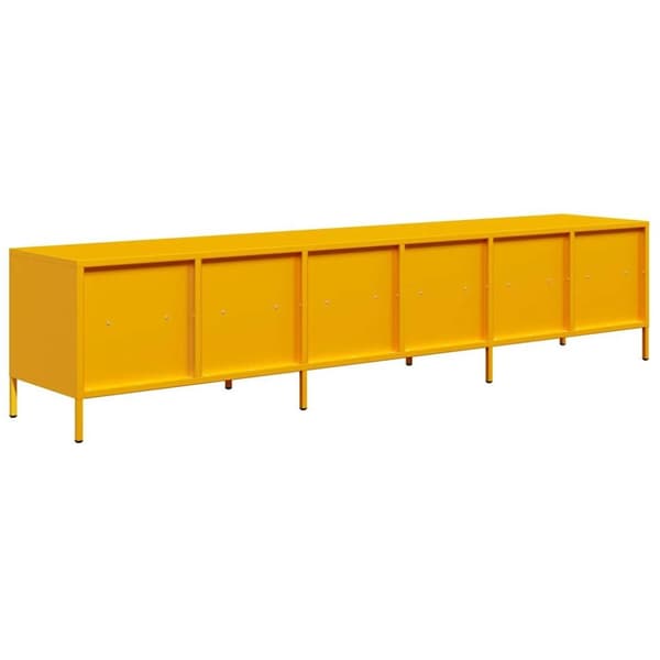 vidaXL TV-benk sennepsgul 202x39x43,5 cm kaldvalset stål