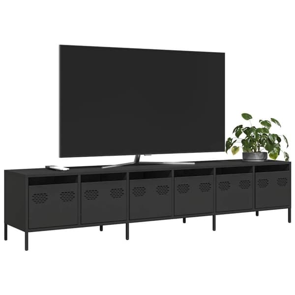 vidaXL TV-benk svart 202x39x43,5 cm kaldvalset stål
