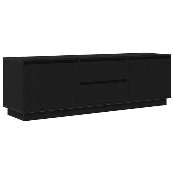 vidaXL TV-benk med LED-lys svart eik 160,5x41x50 cm