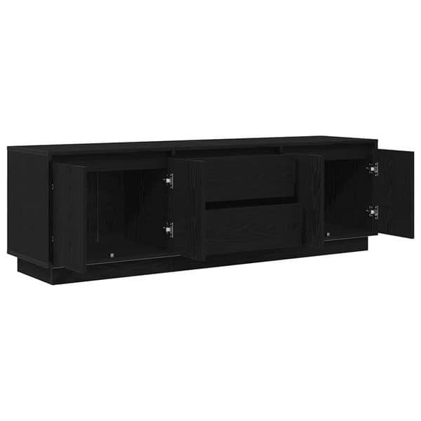 vidaXL TV-benk med LED-lys svart eik 160,5x41x50 cm