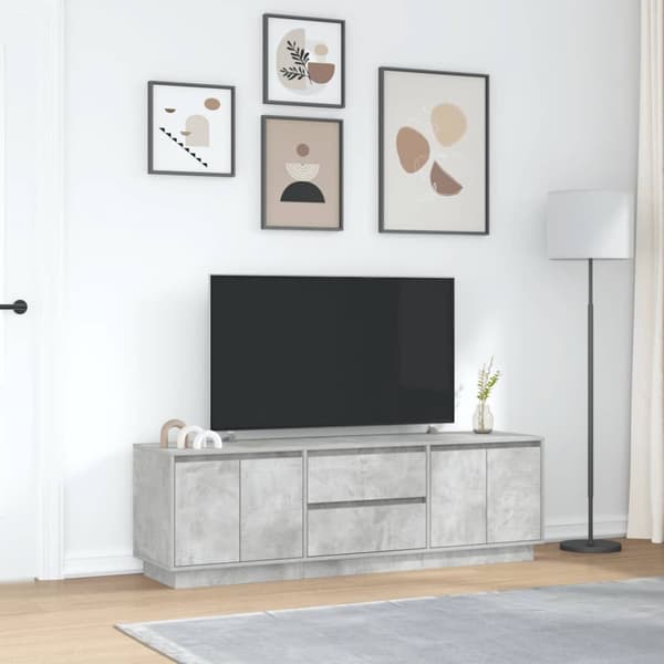 vidaXL TV-benk med LED-lys betonggrå 160,5x41x50 cm