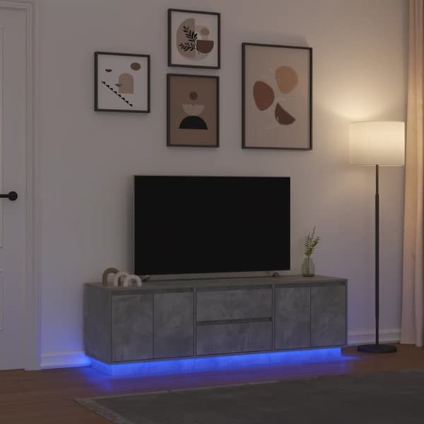 vidaXL TV-benk med LED-lys betonggrå 160,5x41x50 cm