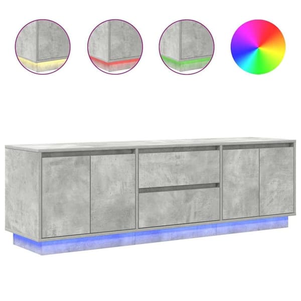 vidaXL TV-benk med LED-lys betonggrå 160,5x41x50 cm