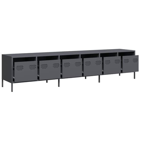 vidaXL TV-benk antrasitt 202x39x43,5 cm kaldvalset stål