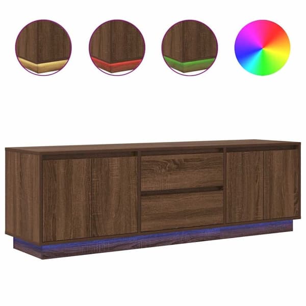 vidaXL TV-benk med LED-lys brun eik 160,5x41x50 cm