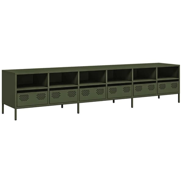 vidaXL TV-benk olivengrønn 202x39x43,5 cm kaldvalset stål