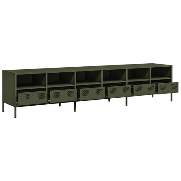 vidaXL TV-benk olivengrønn 202x39x43,5 cm kaldvalset stål