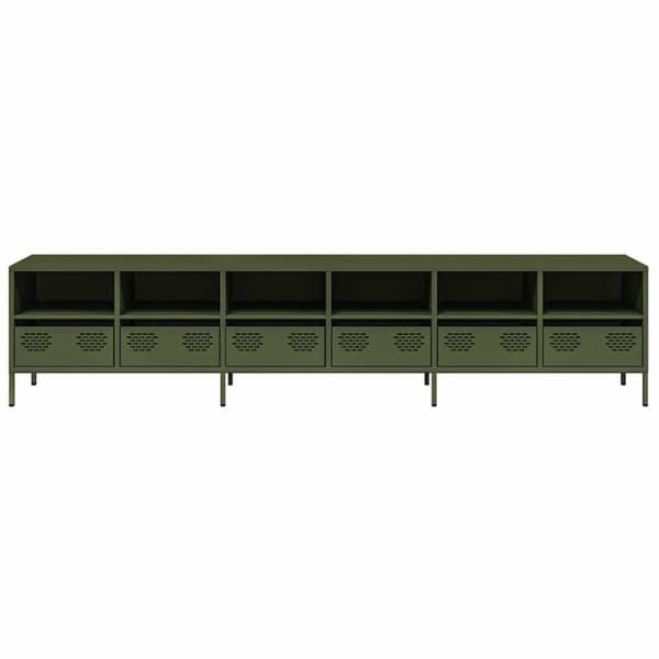 vidaXL TV-benk olivengrønn 202x39x43,5 cm kaldvalset stål