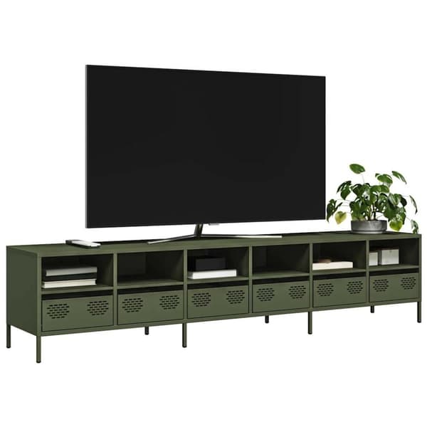 vidaXL TV-benk olivengrønn 202x39x43,5 cm kaldvalset stål