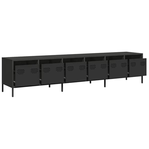 vidaXL TV-taso musta 202x39x43,5 cm kylmävalssattu teräs