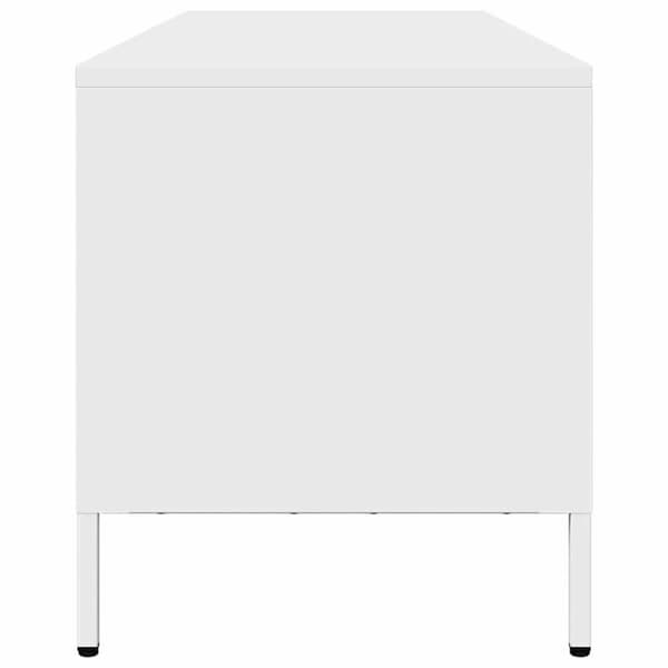 vidaXL TV-benk hvit 202x39x43,5 cm kaldvalset stål