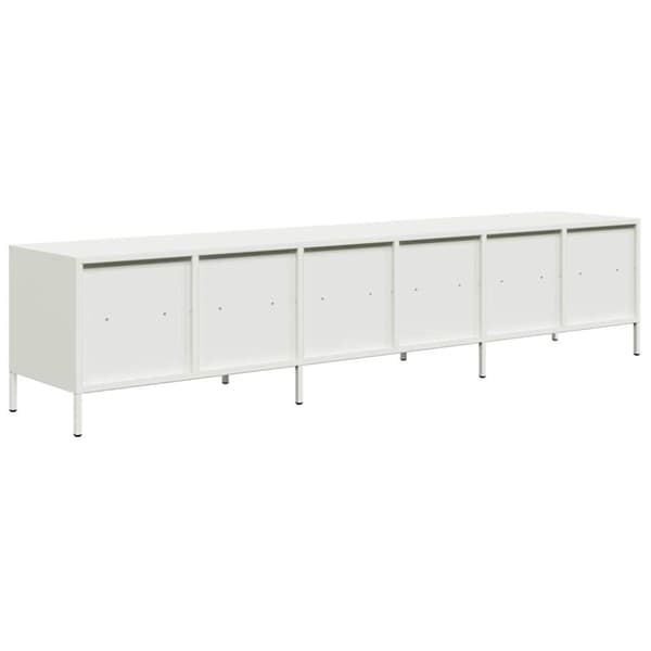 vidaXL TV-benk hvit 202x39x43,5 cm kaldvalset stål
