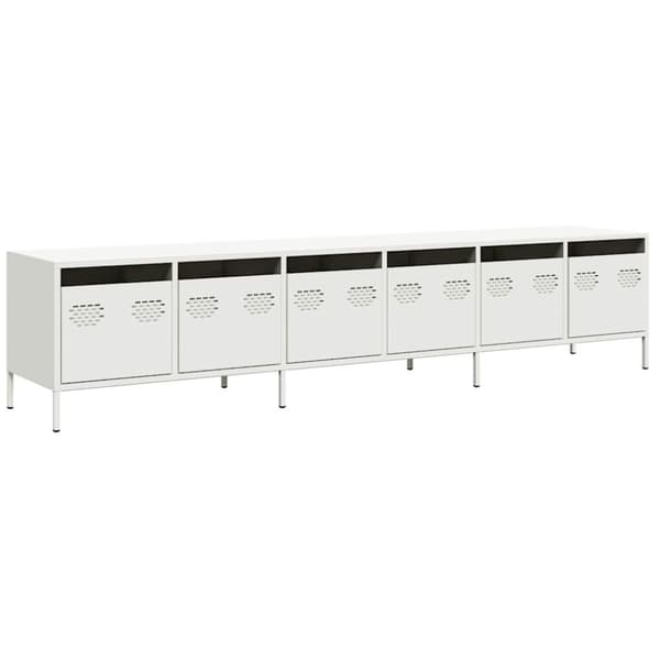 vidaXL TV-benk hvit 202x39x43,5 cm kaldvalset stål