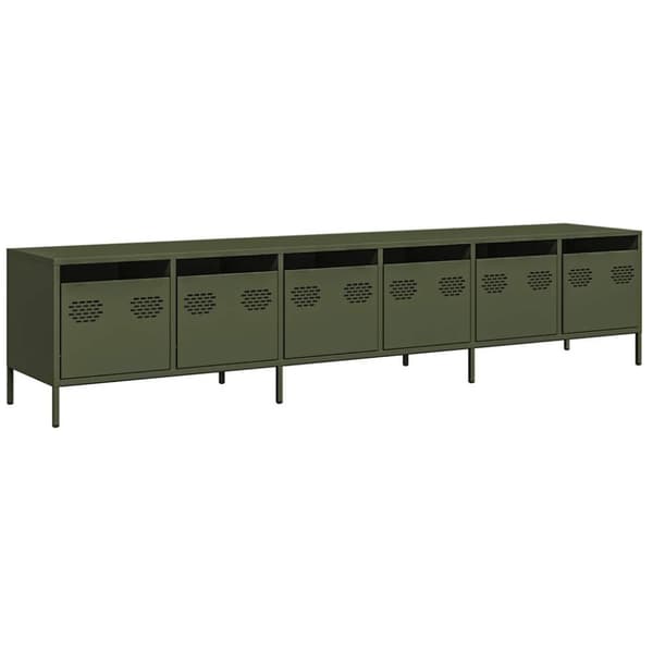 vidaXL TV-benk olivengrønn 202x39x43,5 cm kaldvalset stål