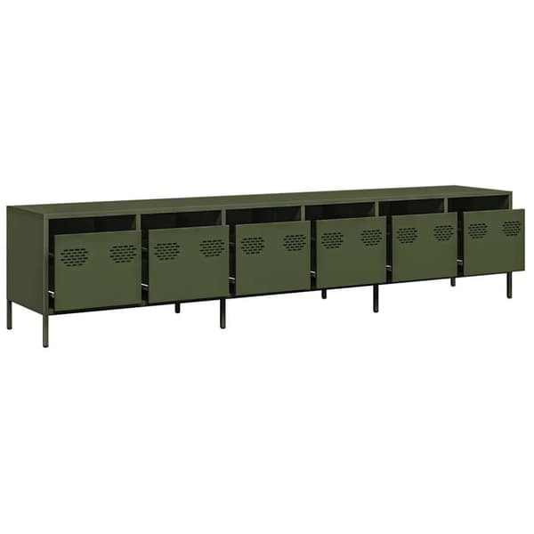 vidaXL TV-benk olivengrønn 202x39x43,5 cm kaldvalset stål