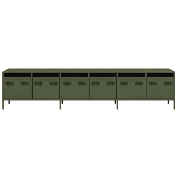 vidaXL TV-benk olivengrønn 202x39x43,5 cm kaldvalset stål
