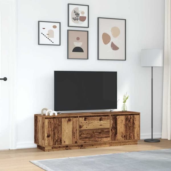 vidaXL TV-taso LED-valoilla vanha puu 160,5x41x50 cm