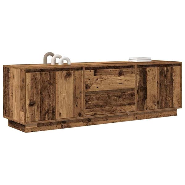 vidaXL TV-taso LED-valoilla vanha puu 160,5x41x50 cm