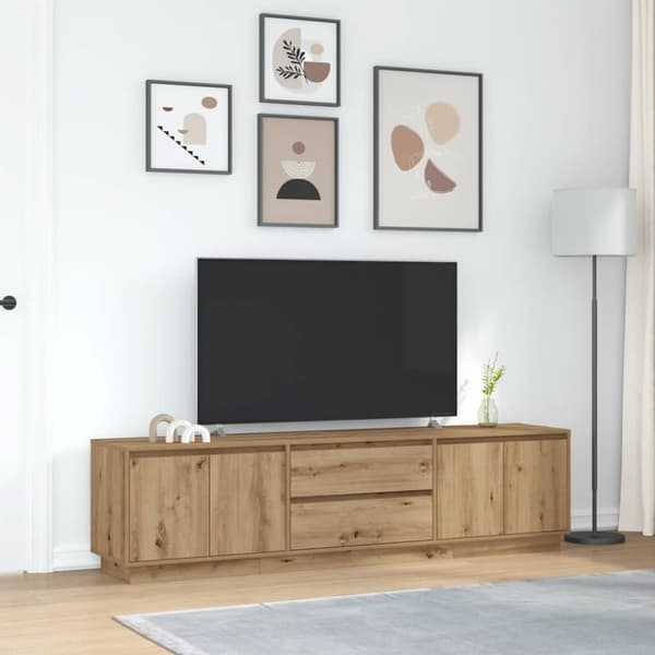 vidaXL TV-benk med LED-lys artisan eik 193,5x41x50 cm