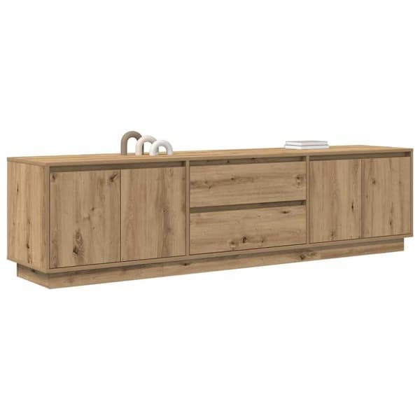 vidaXL TV-benk med LED-lys artisan eik 193,5x41x50 cm