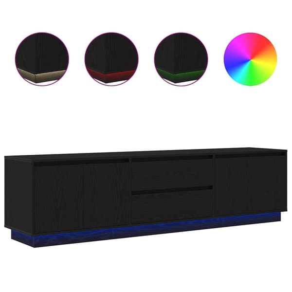 vidaXL tv-skab med LED-lys 193,5x41x50 cm sort-eg