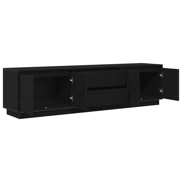 vidaXL TV-bänk med LED-lampor svart ek 193,5x41x50 cm