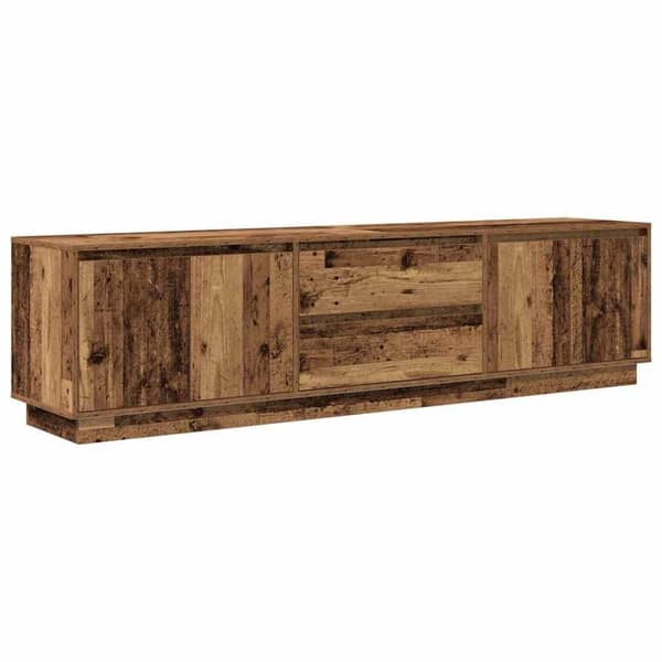 vidaXL TV-bänk med LED-lampor gammalt trä 193,5x41x50 cm