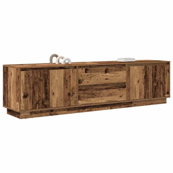 vidaXL TV-bänk med LED-lampor gammalt trä 193,5x41x50 cm