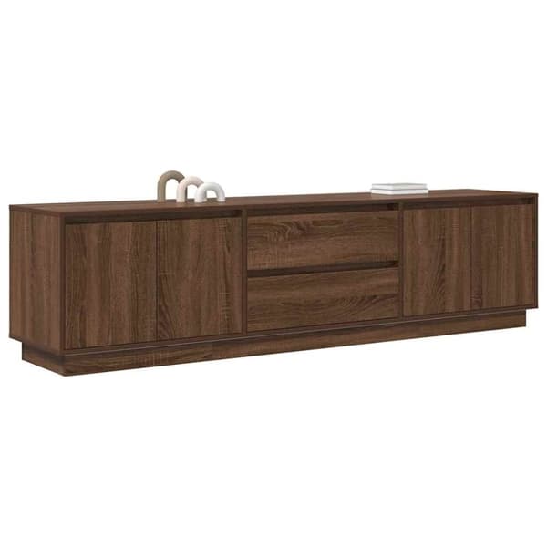 vidaXL TV-benk med LED-lys brun eik 193,5x41x50 cm