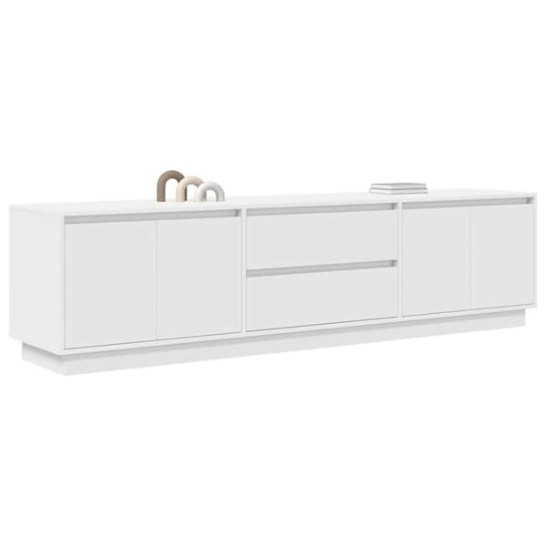 vidaXL TV-benk med LED-lys hvit 160,5x41x50 cm