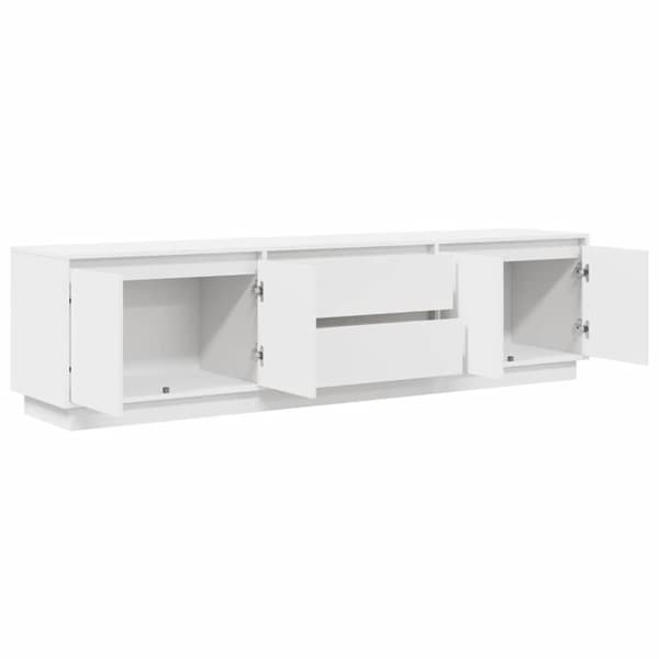 vidaXL TV-benk med LED-lys hvit 160,5x41x50 cm