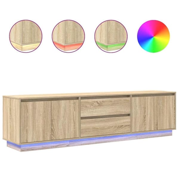 vidaXL TV-bänk med LED-lampor sonoma ek 193,5x41x50 cm