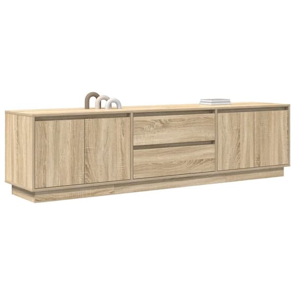 vidaXL TV-bänk med LED-lampor sonoma ek 193,5x41x50 cm