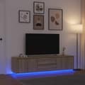 Miniatyrbild 2 av 11: vidaXL TV-bänk med LED-lampor sonoma ek 193,5x41x50 cm