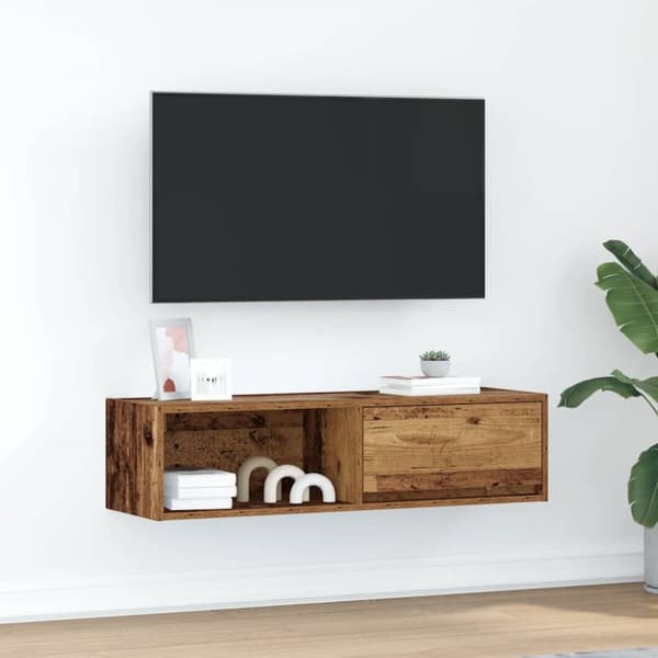 TV-bänk gammalt trä 100x31x25,5 cm konstruerat trä