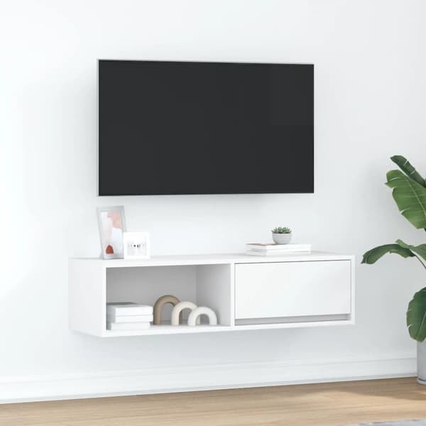 TV-bänk vit 100x31x25,5 cm konstruerat trä