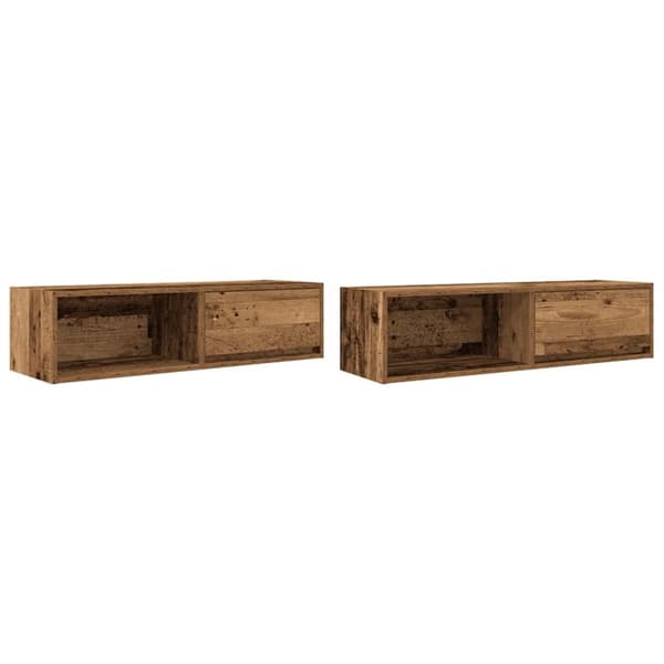 TV-bänkar 2 st gammalt trä 100x31x25,5 cm konstruerat trä