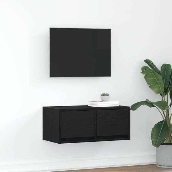TV-bänk svart ek 60x31x25,5 cm konstruerat trä