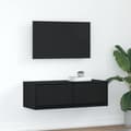Miniatyrbild 1 av 2: TV-bänk svart ek 80x31x25,5 cm konstruerat trä