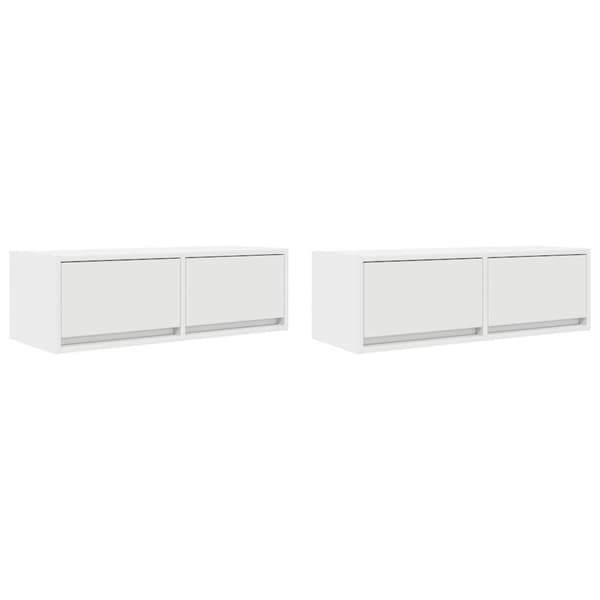 TV-bänkar 2 st vit 80x31x25,5 cm konstruerat trä