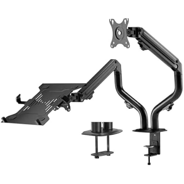Bordsställ för bärbar dator och bildskärm/TV - AISENS DTL32TSR-195 - 3 pivots, 2 armar - 8Kg Svart